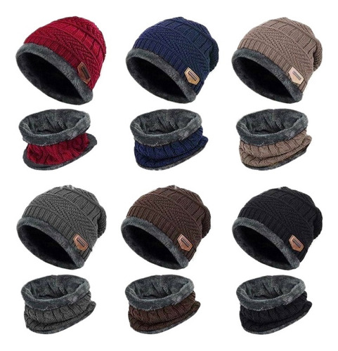 Conjunto De Gorros Y Guantes De Bufanda Cálida De Invierno