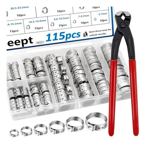 Kit 115 Abrazaderas De Oreja Simple Con Pinza Para Mangueras
