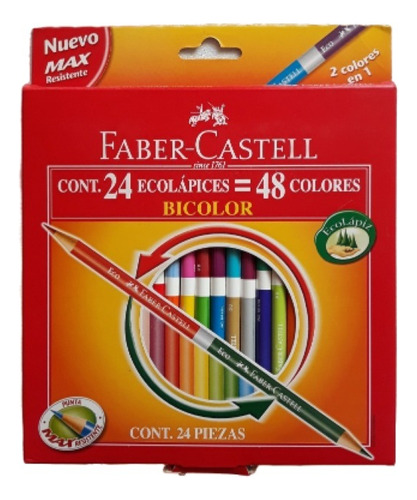 Lapices Faber Castell Bicolor 24 = 48 Colores Max Resistente