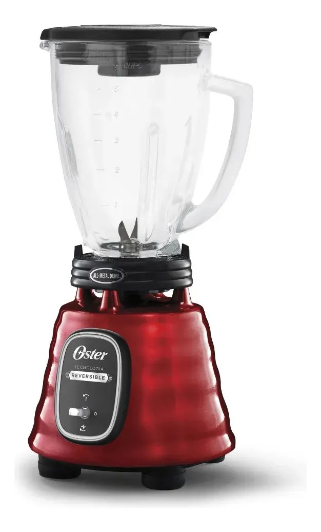 Licuadora Clásica Oster, con Tecnología Reversible, Vaso de Vidrio, 1.25 L, 1000 W, Rojo, BLSTBESTR
