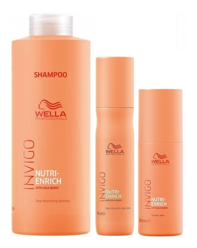 Shampoo 1000ml + Spray + Bálsamo Wella Invigo Nutri Enrich