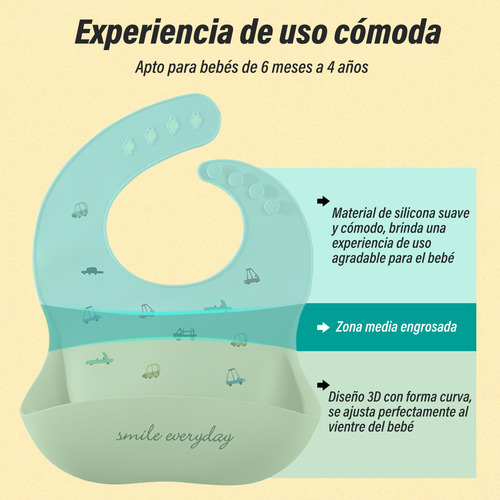 Baberos Para Bebe Ajustable Con Recogedor De Comida
