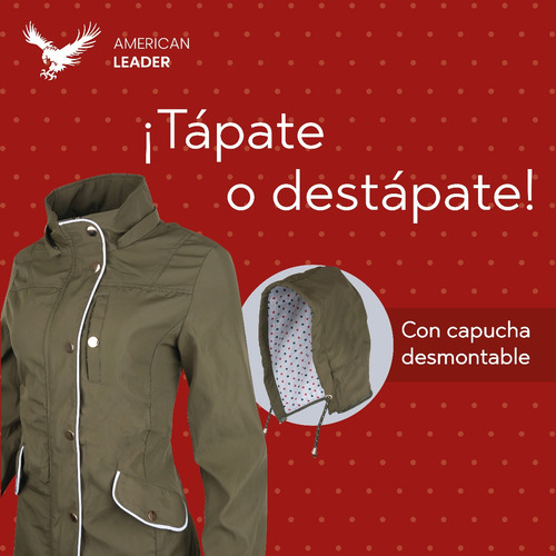 Imagen 2 de 7 de Gabardina Dama Con Gorro Desmontable Impermeable Lj21-100