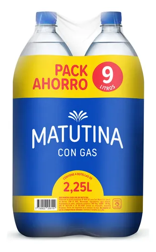 Agua Mineral Con Gas Matutina 2.25 L Pack X4