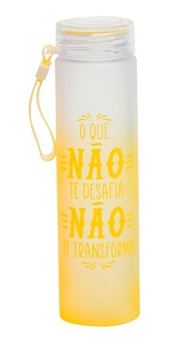 Squeeze Garrafa De Plástico 450ml Com Frases Amarelo