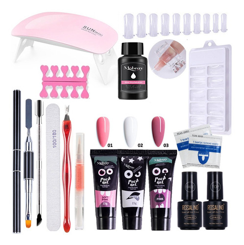 17pcs Poli Gel Set De Esmaltes De Uñas Uv Lámpara Gel Art Ki