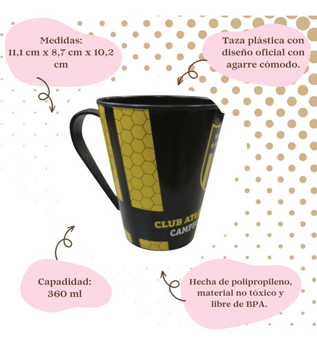 Taza Vaso Plástica 360ml Peñarol Futbol Club