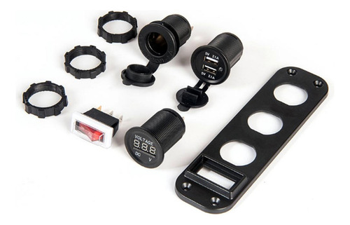 L 12v/24v Usb Tomada Carregador Led Voltímetro Verde