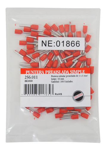 Puntera Tubular Tiff Terminal Aislado 1mm Zoloda X100