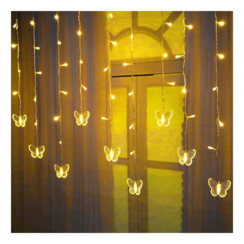 Cortina De Mariposas Con Luces Usb, 8 Modos, 120 Luces Led (