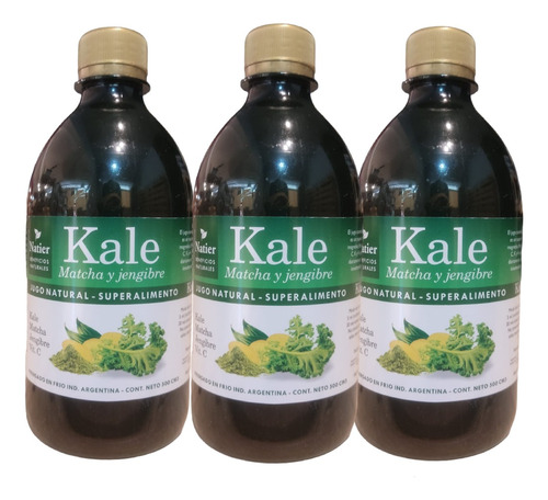 Kale Matcha Y Jengibre X3 Descenso De Peso Natier 500ml 