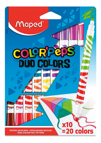 Marcadores Duo Colors Maped Cont. 10 Piezas Bicolor