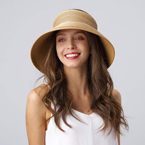 Sombrero Con Visera Para El Sol Para Mujer Color Caqui Caqui M Tejido