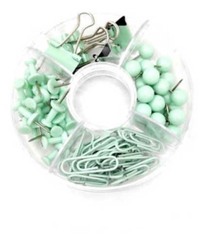 Set De Escritorio Clips Blinders Tachuelas Chinchetas Estuch