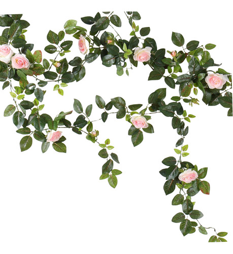 Enredaderas De Rosas Artificiales, Rosas De Seda, Rosa Claro