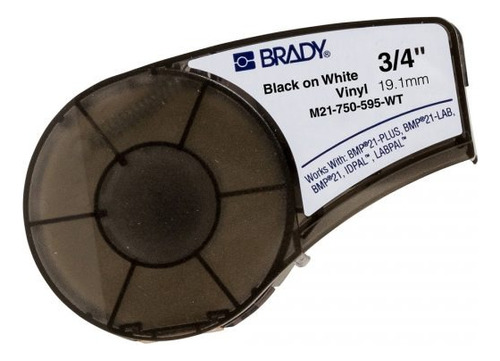 Cinta Brady Vinil Original De 3/4 Blanca Con Tinta Negra