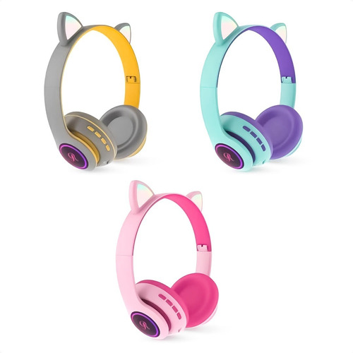 Auriculares Luz Led Cat Bluetooth - Micro Sd - Ct 66 - Otec