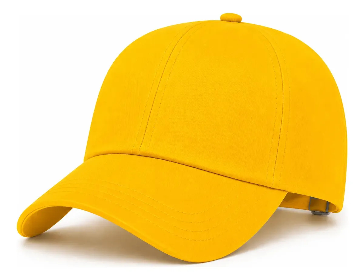 Kit 10 Boné Liso Unissex Ajustável Aba Curva Premium Basebal Cor Amarelo Tamanho Único