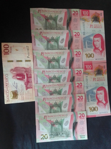 Billetes De Colección De 20 Pesos Aa Billetes 100 Pesos Cole