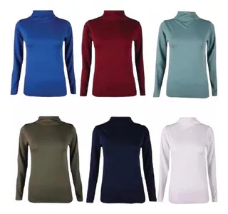 6 Blusa Térmica Afelpada Cuello Alto Tortuga Dama Colores