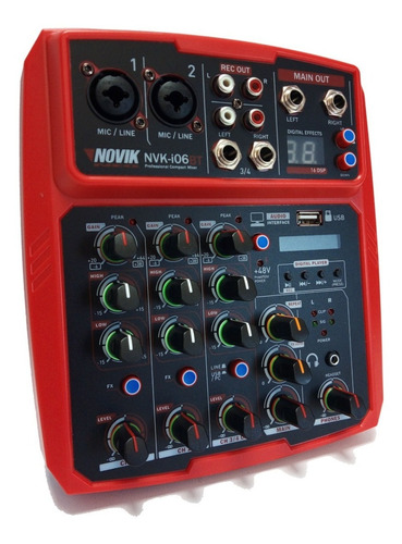 Consola Mixer Novik Nvk I06bt 4 Canales Interfaz Usb Bt Efec