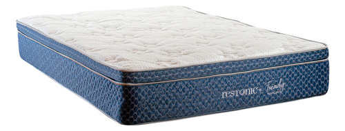 Colchón Restonic Queen Size Con Almohadas Trendy Color Azul Marino