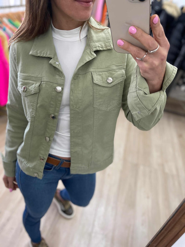 Campera De Jean Blanca Negra Rosa Verde Mujer The Big Shop