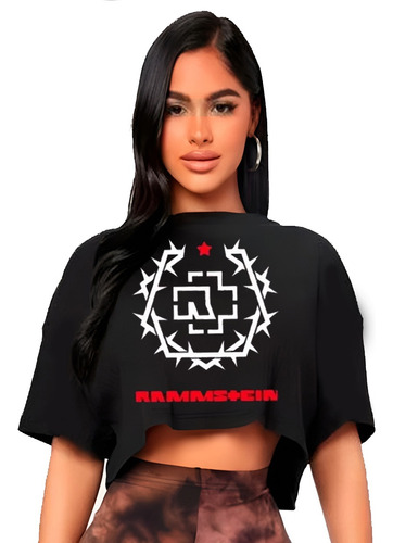 Polera Crop Top Mujer Rammstein Oversize Grafimax