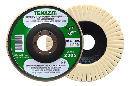 Disco De Felpa Tipo 27 4-1/2x3/16x7/8 Tenazit 2305