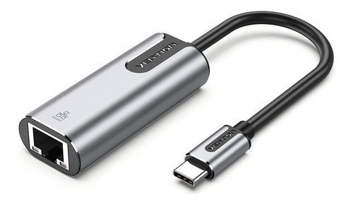 Adaptador para internet USB C Vention - USB C a Puerto de red RJ45 Ethernet LAN - Carcasa Aluminio - 0.15 metros - 1000 mbps - Para Pc escritorio / Macbook / Notebook / Linux / Laptop Gamer - CFNHB