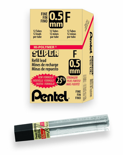 Pentel Super Hi-polymer 144 Minas (12 Tubos) 0.5mm F