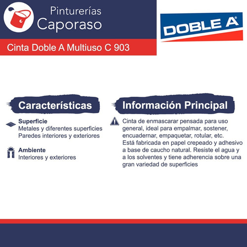 Cinta Multiuso Doble A C903 18 Mm 10unid X 40 Mts - Caporaso