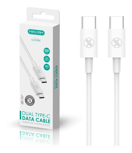 Cable 1m Tipo C A Tipo C 60w Carga Rapida Datos Celulares Color Blanco