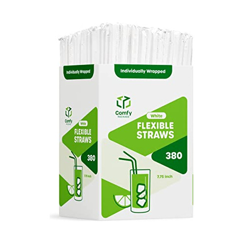 [380 Paquete] Pajitas De Plástico Desechables Flexible...