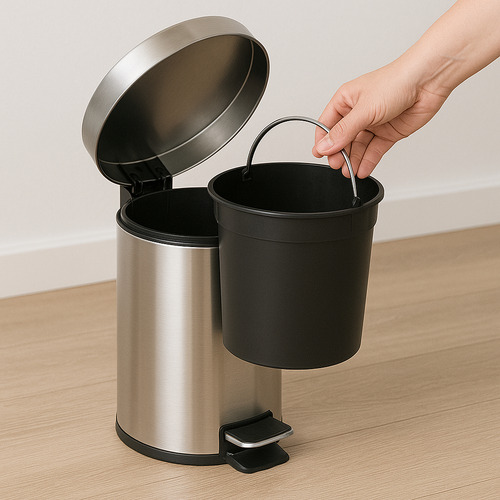 Lixeira Inox 3 Litros Com Pedal E Balde Removível Banheiro