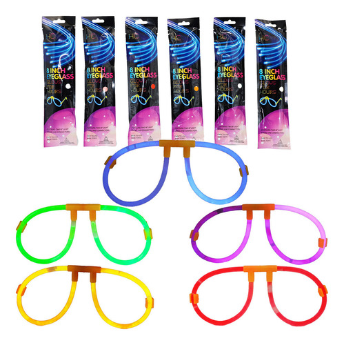10 Lentes Neon Cyalume Fiesta Glow Fluorescente Color Surtidos Diseño Lente Neon
