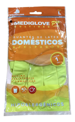 Guantes Afelpados De Latex Domesticos Mediglove X 12 Pares