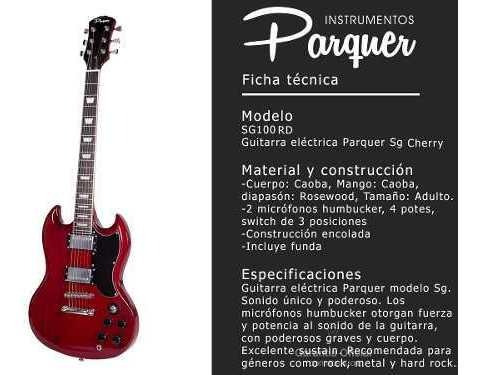Imagen 2 de 8 de Guitarra Eléctrica Parquer Sg Cherry Roja Con Funda