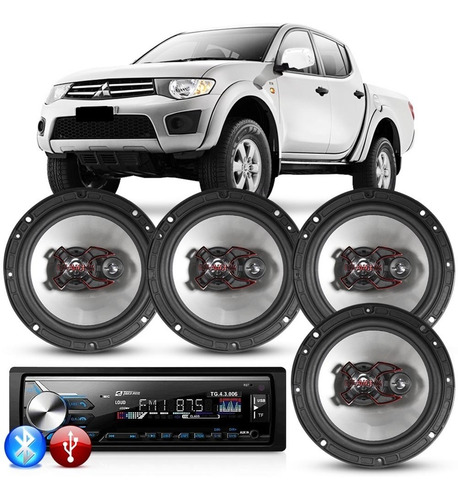 Imagem 1 de 7 de Kit Auto Falante Bravox L200 08 09 A 19 Radio Bluetooth Mp3