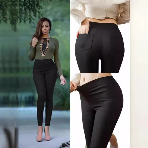 Leggins Con Bolsillo Para Mujer, Corte Ajustado, Cintura Elá