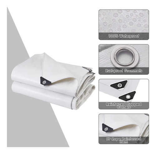 Carpa Impermeable 2x6 Lona Blanca Multiusos Filtro Uv Lona