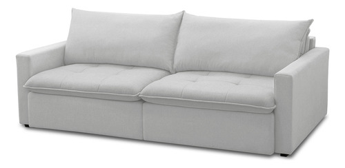 Sofá Cama Retrátil Reclinável Sala 208cm Lari Bouclê Cinza