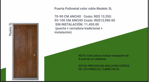 Puerta Polimental Color Roble Modelo 3l