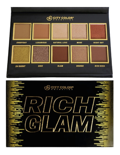 Paleta 10 Sombras Mate Satinadas Rich Glam City Color ®