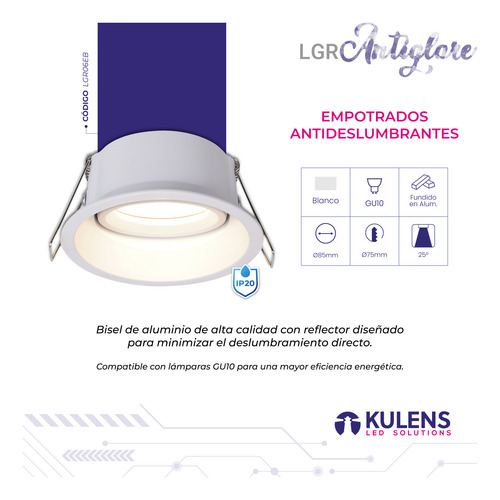 Marco De Empotrar 5w Gu10 3000k 120° Ip20 Bco/ngo Kulens