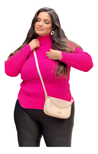 Blusa Plus Size Cacharrel Canelada Tricot Outono Inverno 