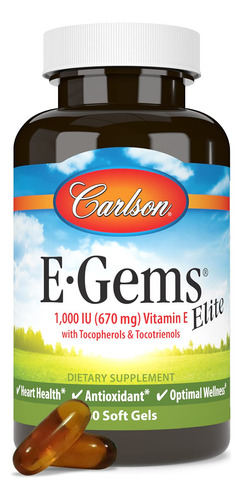 Carlson E-gems Elite Vitamina E 1000 Ui 60 Cápsulas