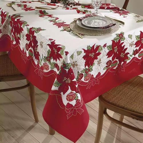 Toalha De Mesa Quadrada 1,40x1,40m Athenas Estampado Dohler Cor Natal 104