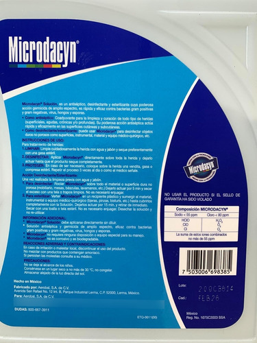 Microdacyn (5litros) Antiséptico Esterilizante R*