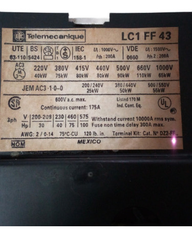 Contactor Mag Trip Ca150a Mod Lc1f150-lc1ff43 Mca Telemecani
